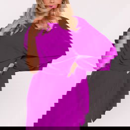 Suknelė fuksijų spalvos asimetriška su raukiniais