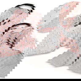 Antklodė autokėdutei dvipusė rožinė–pilka su balerinomis – švelnus pasirinkimas