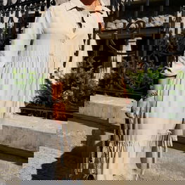 Suknelė smėlio spalvos medvilninė su kišenėmis kasdienai LeMonada