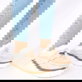 Mokasinai šviesiai smėlio Loafy su pašiltinimu – jaukumui ir stiliui vėsiomis dienomis.