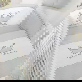 Patalynės komplektas 2 dalių pilkas Little Prince/Princess – jaukumui ir saldžiam miegui.