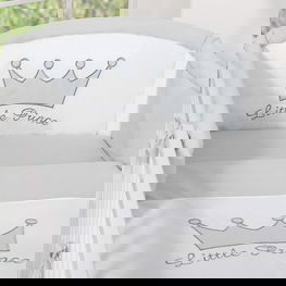 Patalynės komplektas 3 dalių pilkas Little Prince/Princess – saldžiam kūdikio miegui.