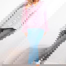 Palaidinė Plus Size iš viskozės su raukiniais ir segtuku rožinė