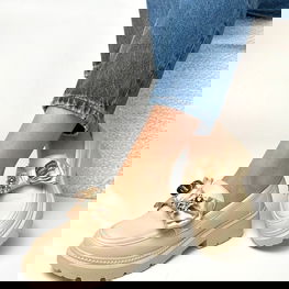 Moteriški mokasinai su puošmena smėlio spalvos Isabella