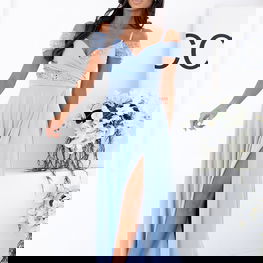 Ilga suknelė moterims, mėlyna