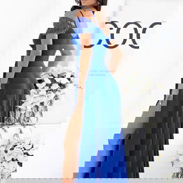 Suknelė moterims, ilga tamsiai mėlyna