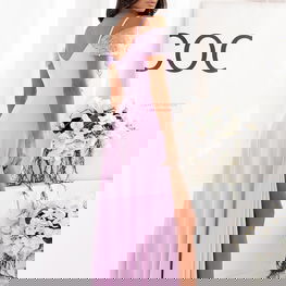 Vakarinė ilga suknelė moterims, šviesiai violetinė