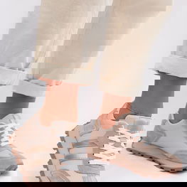 Sportbačiai iš natūralios odos ant platformos, smėlio S.Barski