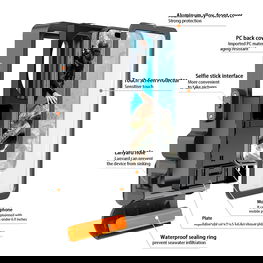 Universalus IPX8 vandeniui atsparus dėklas telefonui, juodos ir pilkos spalvos Tech-Protect