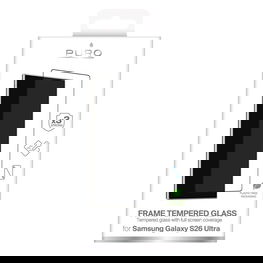 Grūdintas stiklas Samsung Galaxy S26 Ultra su juodu rėmeliu Puro