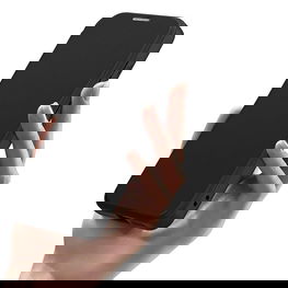 Dėklas Samsung Galaxy S26+ iš dirbtinės odos, juodas Dux Ducis