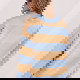 Moteriškas džemperis V-kaklu iš medvilnės mišinio Factory Price 225057