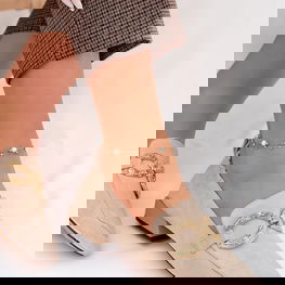 Moteriškos mokasinos su kvadratiniu noseliu ir auksine detale D&A