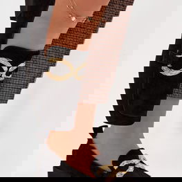 Moteriški mokasinai iš zomšos, juodi su auksiniu akcentu D&A