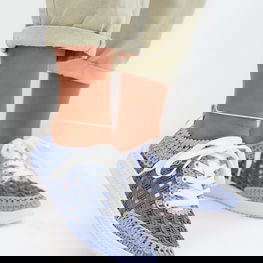 Moteriški pusbačiai iš audinio ir natūralios odos, platforma 3 cm D&A