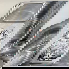 Dėklas MagSafe su siuvinėtu katinu pilkas Nimmy