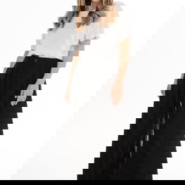 Moteriškos kelnės platėjančiomis kojomis, aukštu liemeniu awama