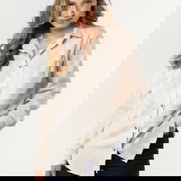 Moteriška palaidinė iš lino ir viskozės, ilgomis rankovėmis