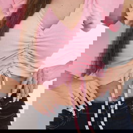 Moteriška palaidinė trumpa iš medvilnės, šviesiai rožinė