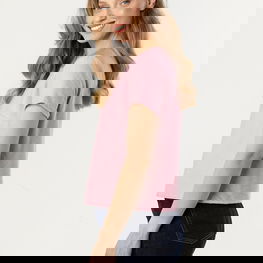 Moteriška palaidinė iš viskozės ir nailono, trumpomis rankovėmis Awama