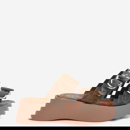 Moteriški sandalai ant platformos iš zomšos alyvuogių spalvos Nelirae