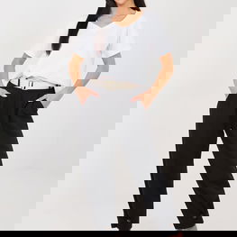 Moteriškos treninginės kelnės aukštu liemeniu iš viskozės Italy Moda