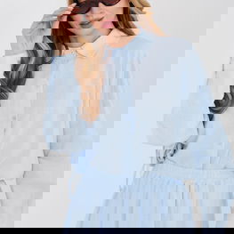 Moteriška palaidinė ilgomis rankovėmis iš lyocelio, medvilnės ir lino Italy Moda