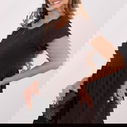 Moteriška kelio ilgio suknelė iš medvilnės, trumpomis rankovėmis Rue Paris