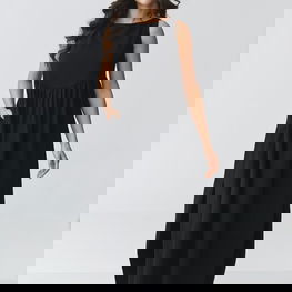 Moteriška maxi suknelė su kišenėmis iš medvilnės Makadamia