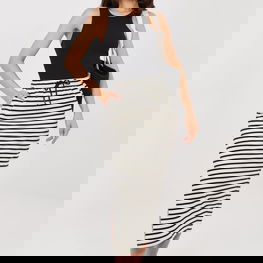 Sijonas midi iš medvilnės su juostelėmis Sublevel