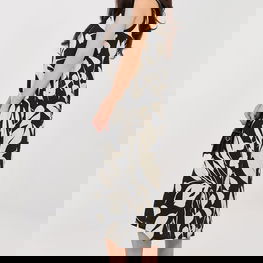 Moteriška vasarinė midi suknelė be rankovių su augaliniu raštu Sublevel