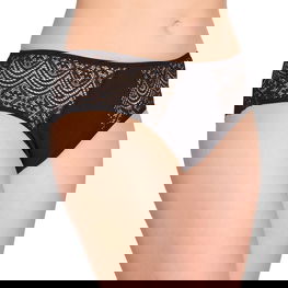 Moteriškos kelnaitės su nėriniu iš medvilnės juodos