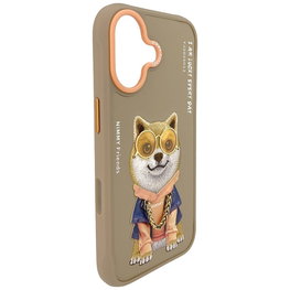 iPhone 17 dėklas Nimmy Glasses Cool Dog smėlinės spalvos