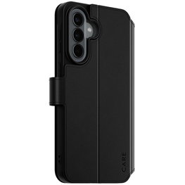 Telefono dėklas Samsung Galaxy A37 – PanzerGlass CARE Wallet su stoveliu (juodas, dirbtinė oda)
