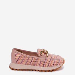 Moteriški slip-on sportiniai bateliai GOE su aukso spalvos detale, rožiniai