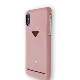 Rožinis telefono dėklas iPhone XSMAX su kortelių skyriumi
