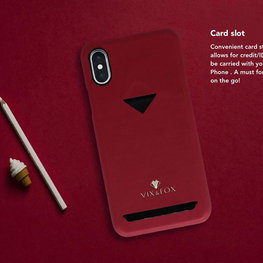 Telefono dėklas Samsung S9 su kortelių skyriumi, rubino raudonas