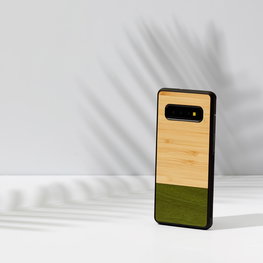 Telefono dėklas Samsung Galaxy S10+ modeliui, bambuko rašto juodas