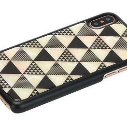 Telefono dėklas iPhone XS/S, juodas su piramidžių raštu