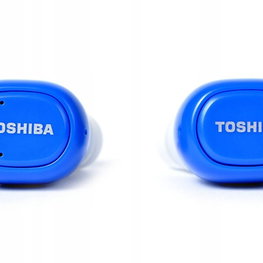 Mėlynos Bluetooth ausinės su įkrovimo stotele Toshiba RZE-BT900E
