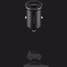 Juodas 45W mini automobilinis įkroviklis Orsen C8