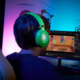 Belaidės žaidimų ausinės su mikrofonu ir RGB apšvietimu