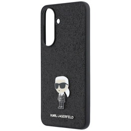 Dėklas Karl Lagerfeld Fixed Glitter Ikonik Logo Metal Pin Samsung Galaxy A37 5G, juodas