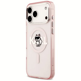 Karl Lagerfeld IML Choupette Sketch Logo MagSafe dėklas iPhone 17 Pro Max, rausvas