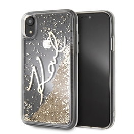 Karl Lagerfeld Signature Liquid Glitter dėklas iPhone XR – aukso spalvos