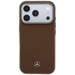 Odos imitacijos dėklas iPhone 17 Pro Max Mercedes-Benz Leather Semi Wrap Wood Effect, camel