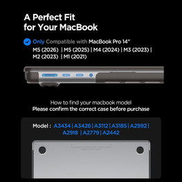 Spigen AirSkin dėklas MacBook Pro 14" 2021–2026, pusiau permatomas