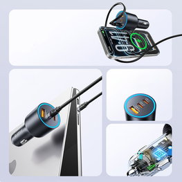 Orico HyperDrive automobilinis įkroviklis 165 W, USB-A + 2x USB-C, juodas