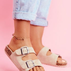 Šlepetės su sagtimis smėlio spalvos Si Senor